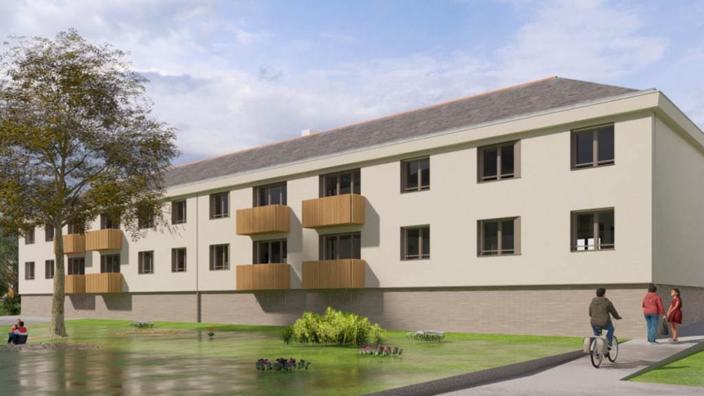 Vue 3D de la réhabilitation énergétique de 66 logements à Avrillé