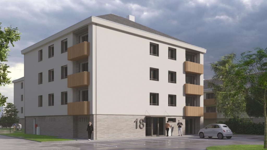 Vue 3D de la réhabilitation énergétique de 66 logements à Avrillé