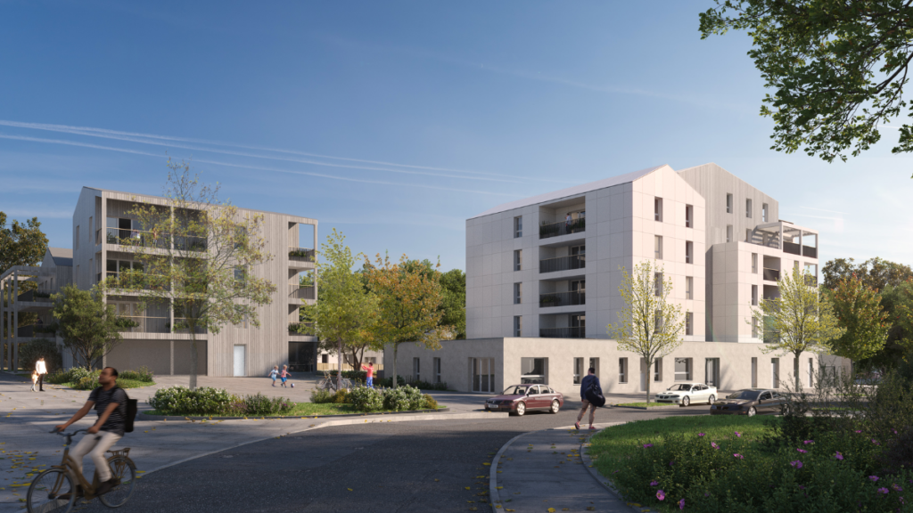 Vue 3D d'une opération en façade bois à Avrillé
