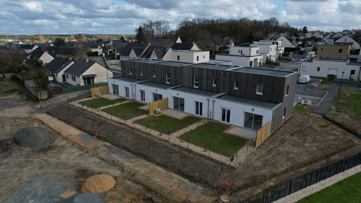 Vue drone d'un ensemble de logements sociaux du groupe Meldomys